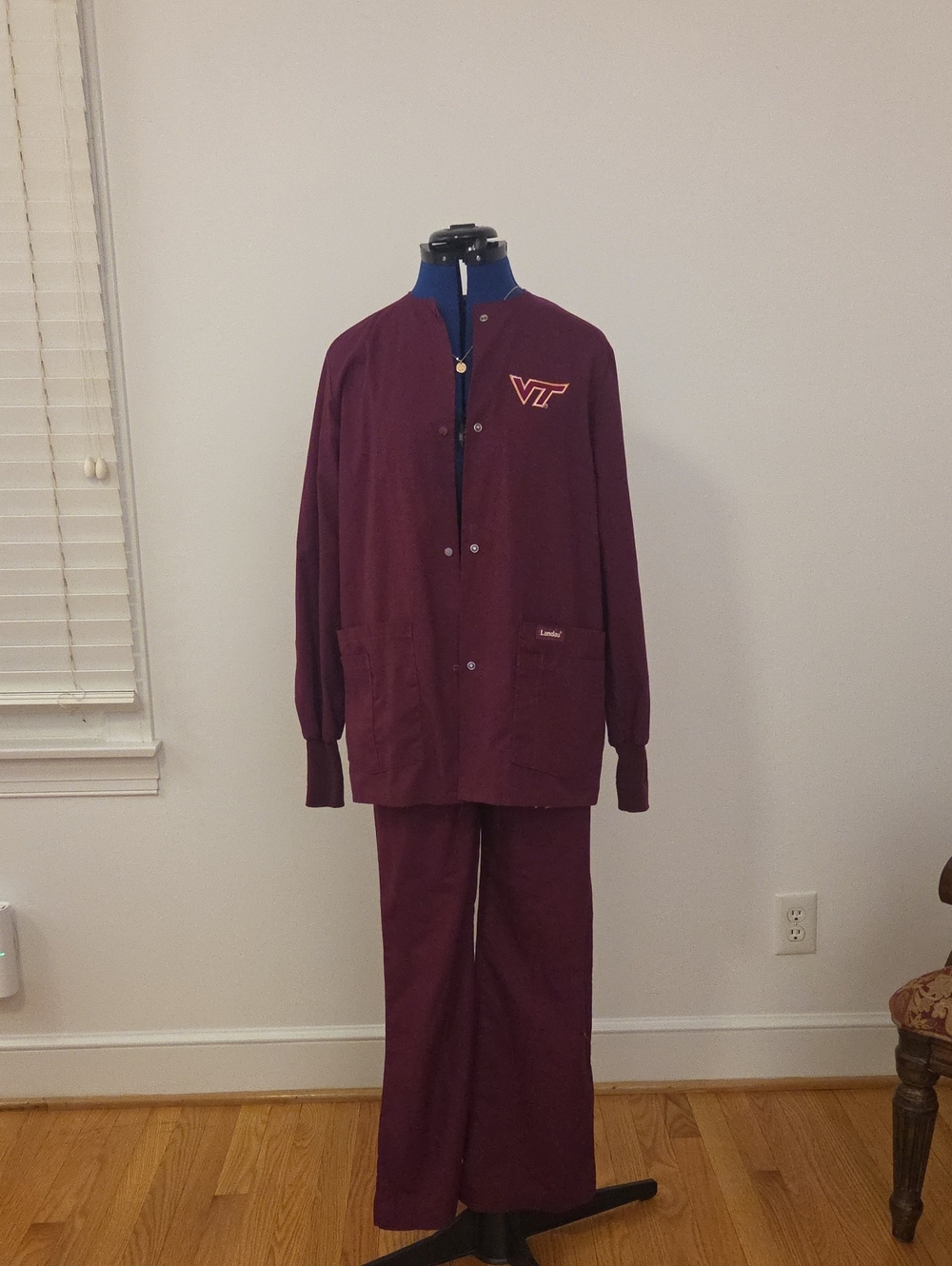 Landau Women's Maroon VT Logo Scrub Set